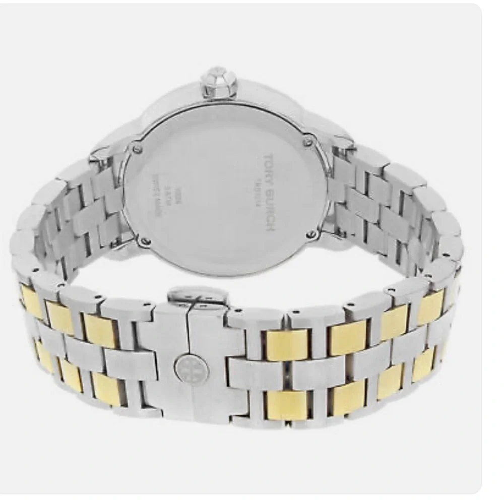 Tory Burch cream dial two tone date steel quartz women’s watch jewelry TRB1014